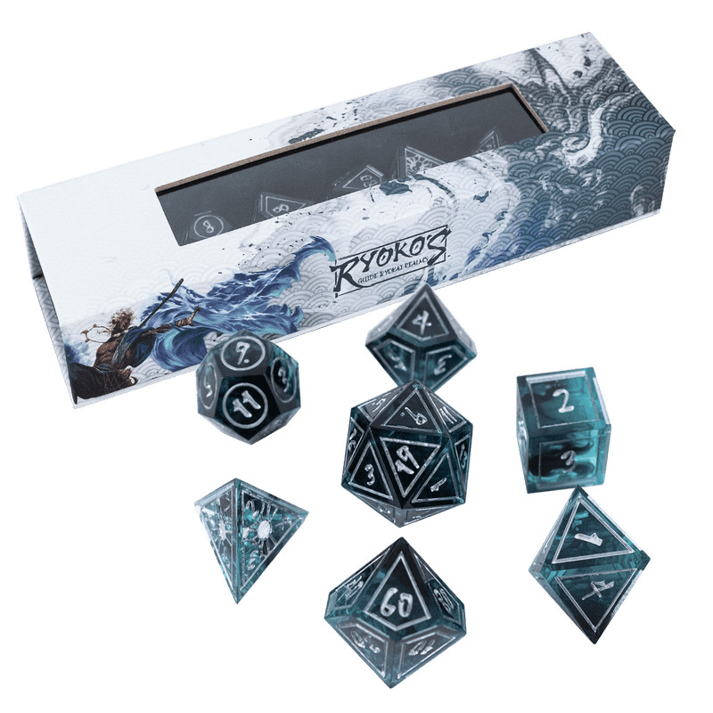 Ryoko's Guide Eternal Soul Sharp-Edged Resin Dice Set of 7 Smoky Ink Loot Tavern