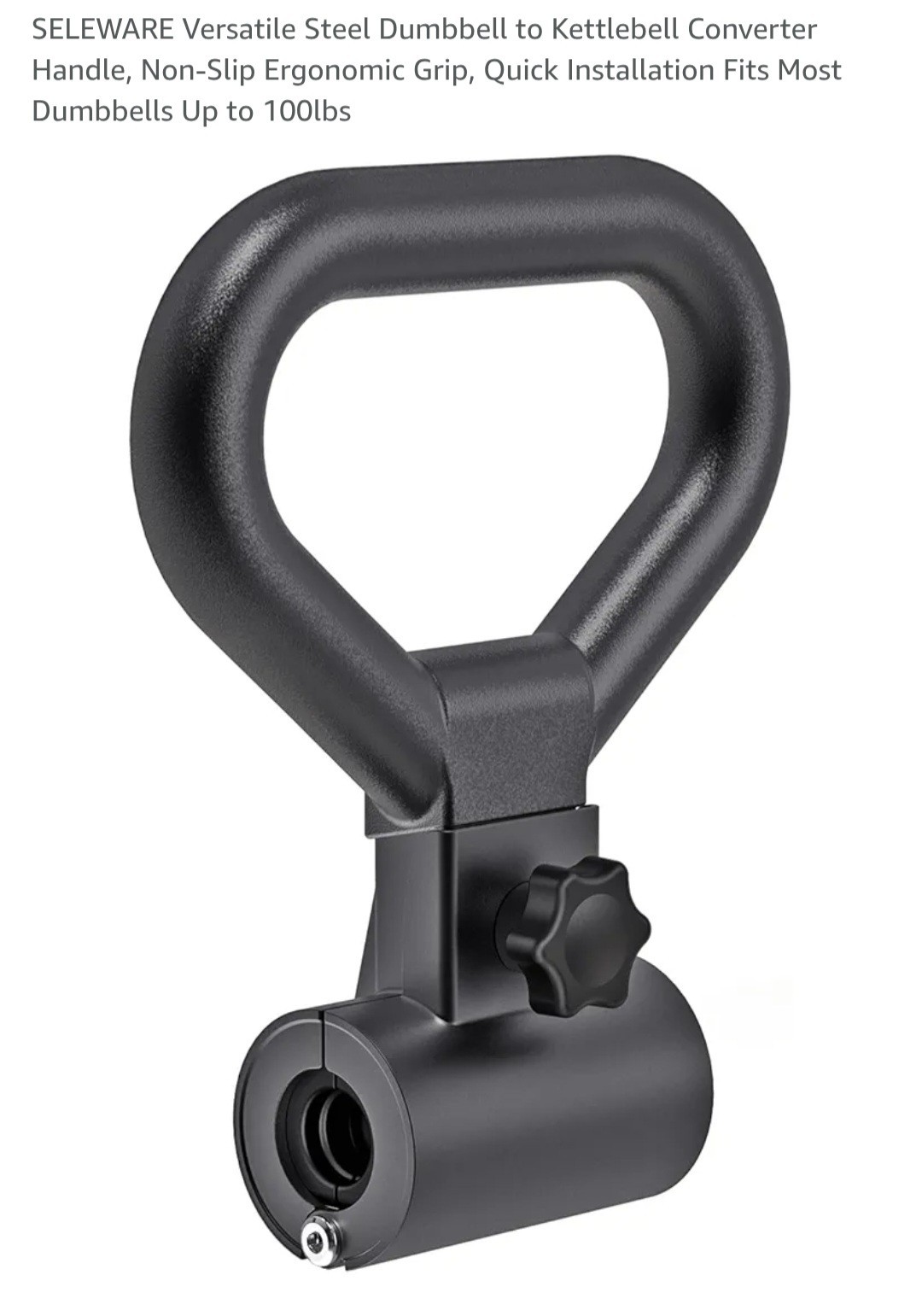 SELEWARE Versatile Steel Dumbbell to Kettlebell Converter Handle, Black