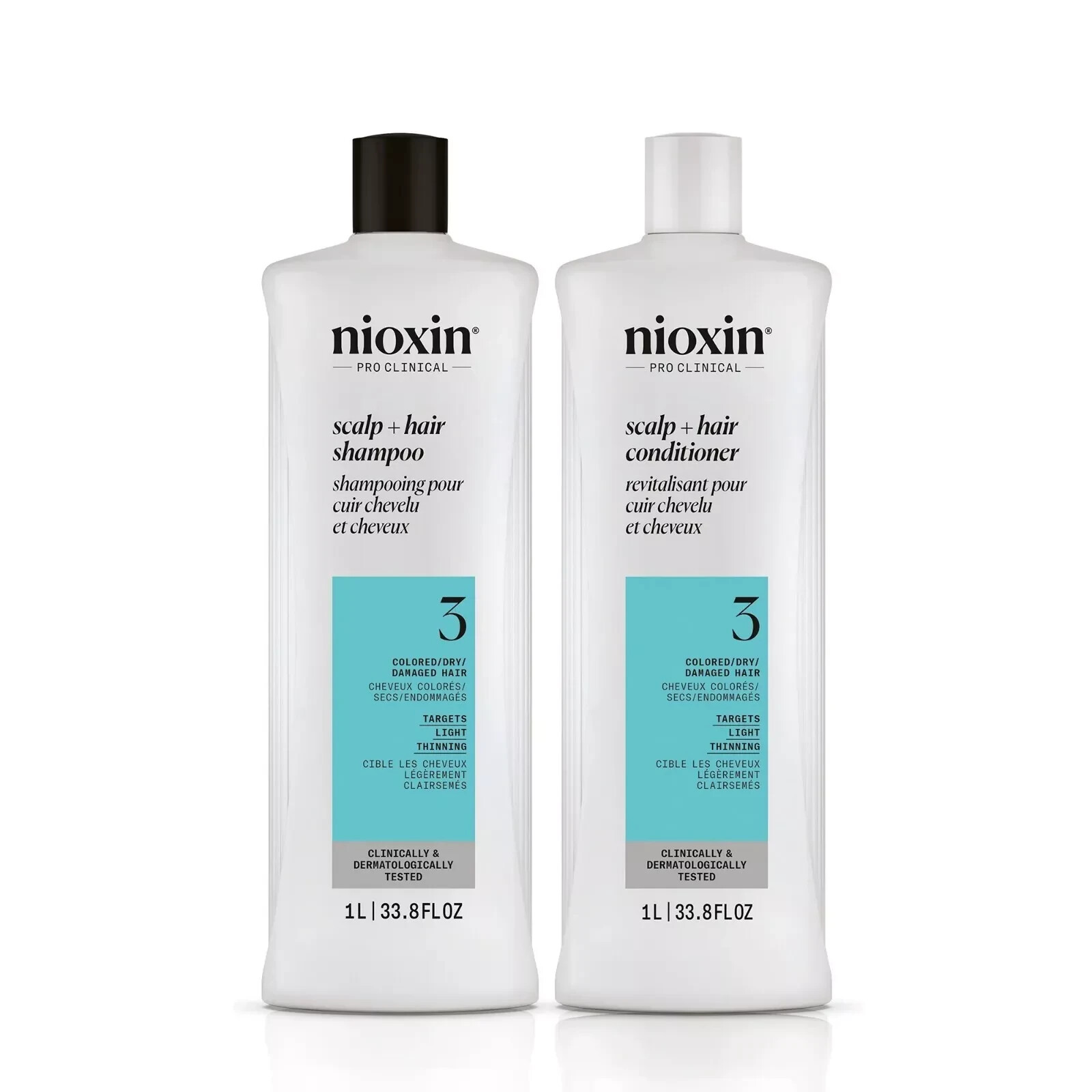 Nioxin System 3 Cleanser Shampoo & Scalp Therapy Conditioner 33.8oz Liter Duo