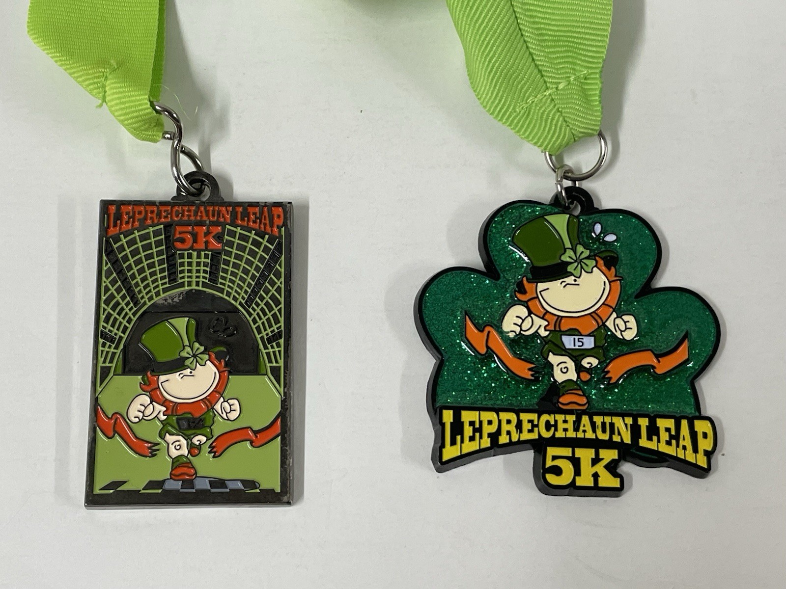 2014 and 2015 LEPRECHAUN LEAP 5K Finishers Medal Lanyard Tustin Ranch CA