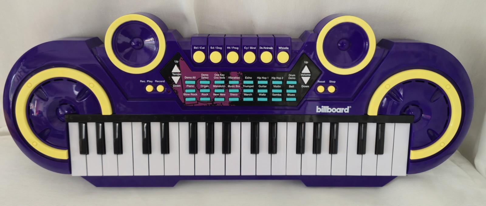 billboard 47-Key Electronic Keyboard Purple And Yellow 21" Long Tested Works VG