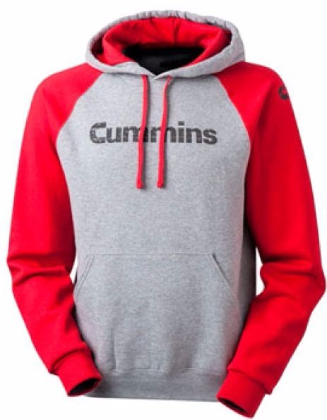 LARGE cummins hoodie sweat shirt distressed hooded sweater truck red cummings L