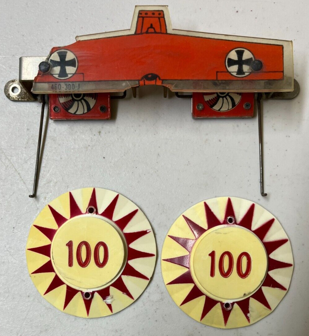 Chicago Coin 1975 Red Baron pinball machine spinner assembly and bumper caps