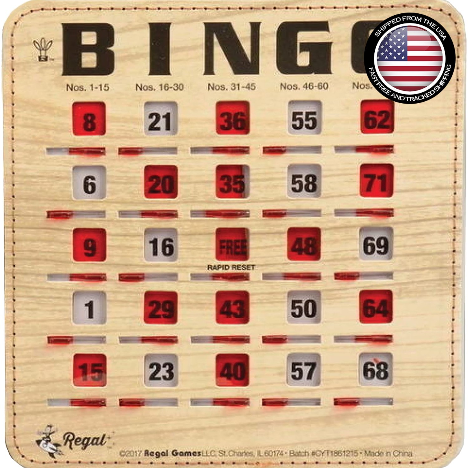 50-Pack Bingo Cards Stitched Reusable Shutter Slide with Clear Slider Reuseable