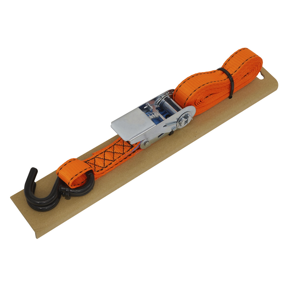 Sealey Ratchet Strap 25mm x 5m Polyester Webbing S-Hook With Corner TD0635S