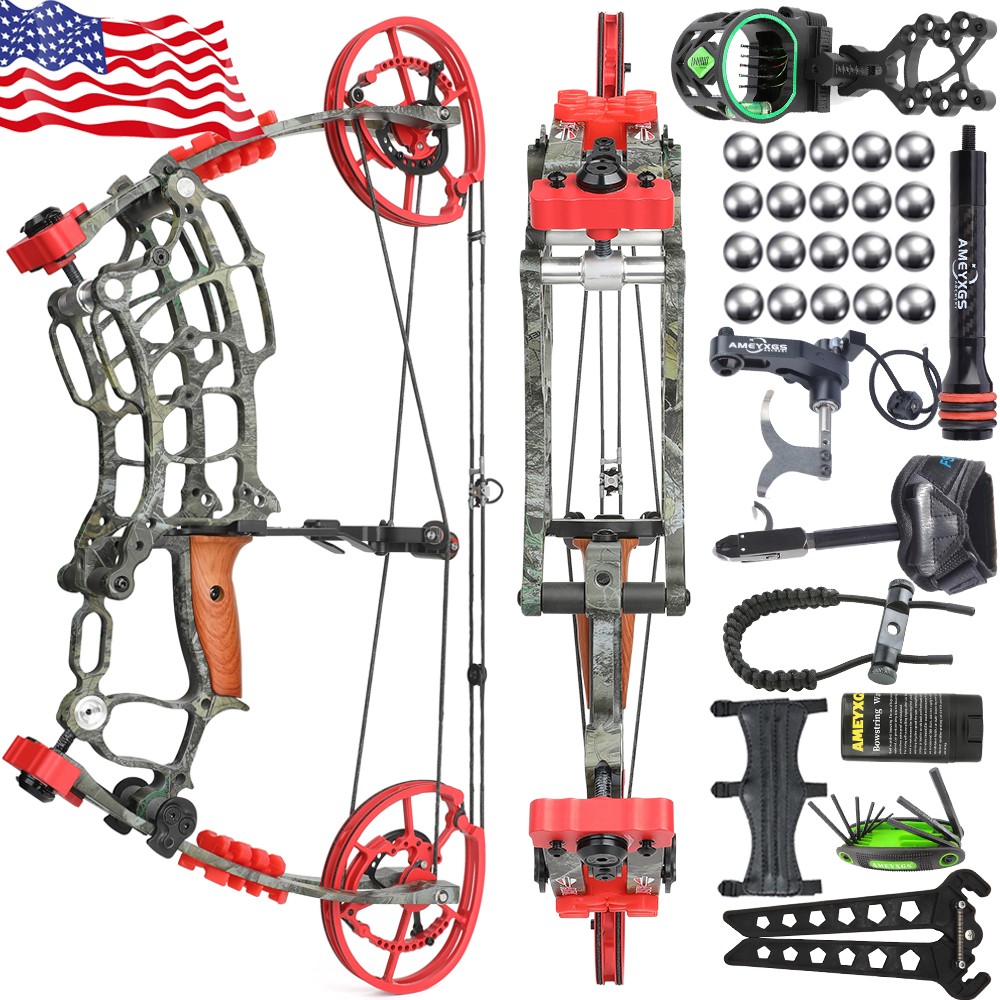 Compound Bow Arrows Kit 30-55lbs Steel Ball Dual-use Archery Hunt Fishing Target