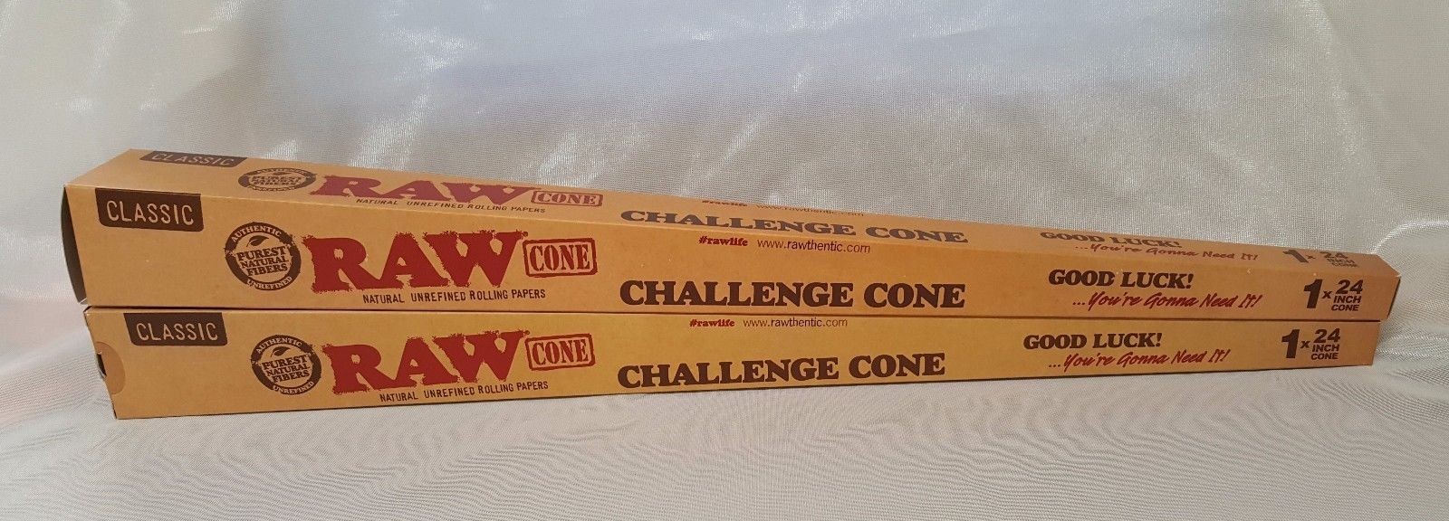 2 Raw CHALLENGE 24" Two Foot Extra Long Pre Rolled Rolling Paper Cone
