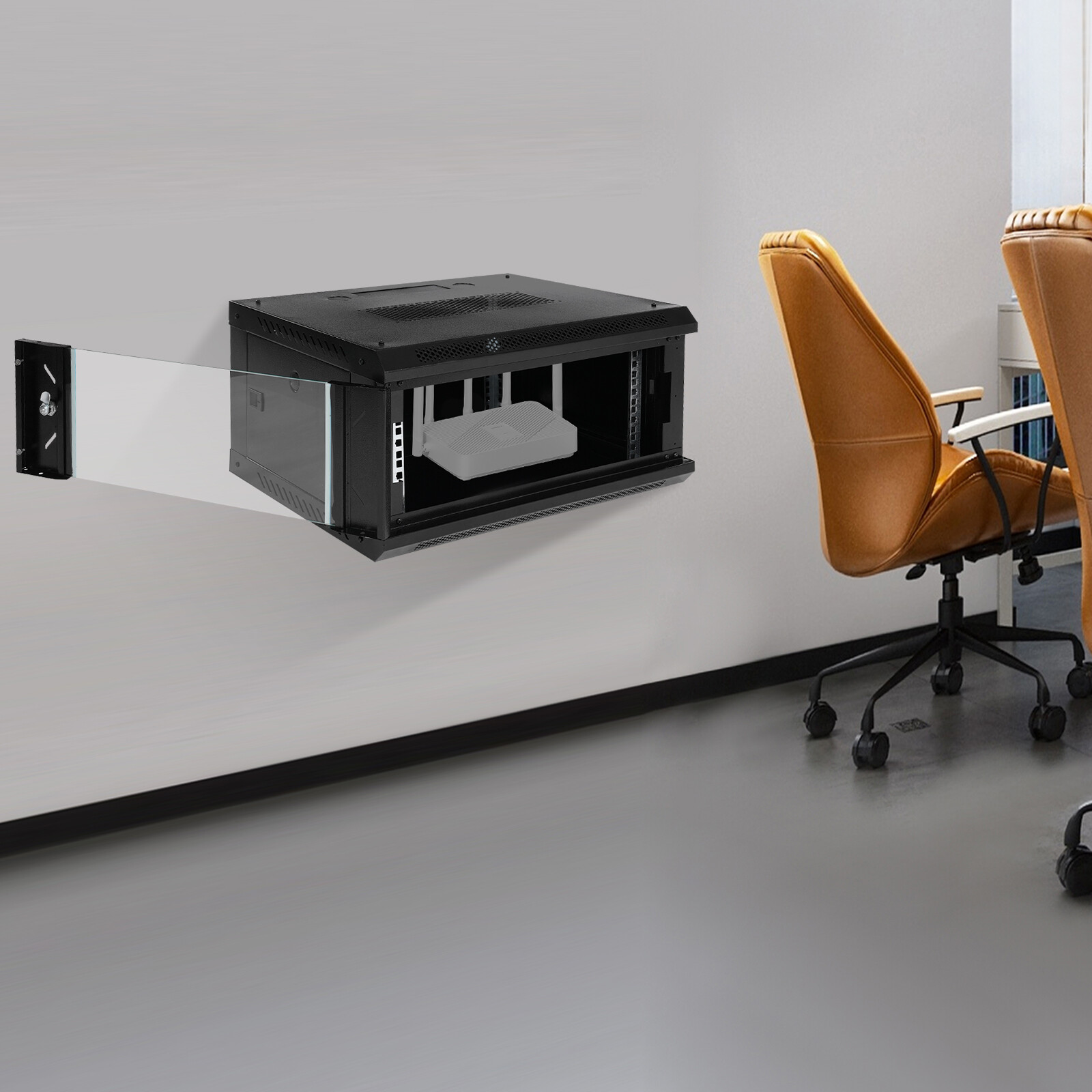 4U Rack Mount Server Cabinet Case Deep Drawer Lockable With Key Glass Door