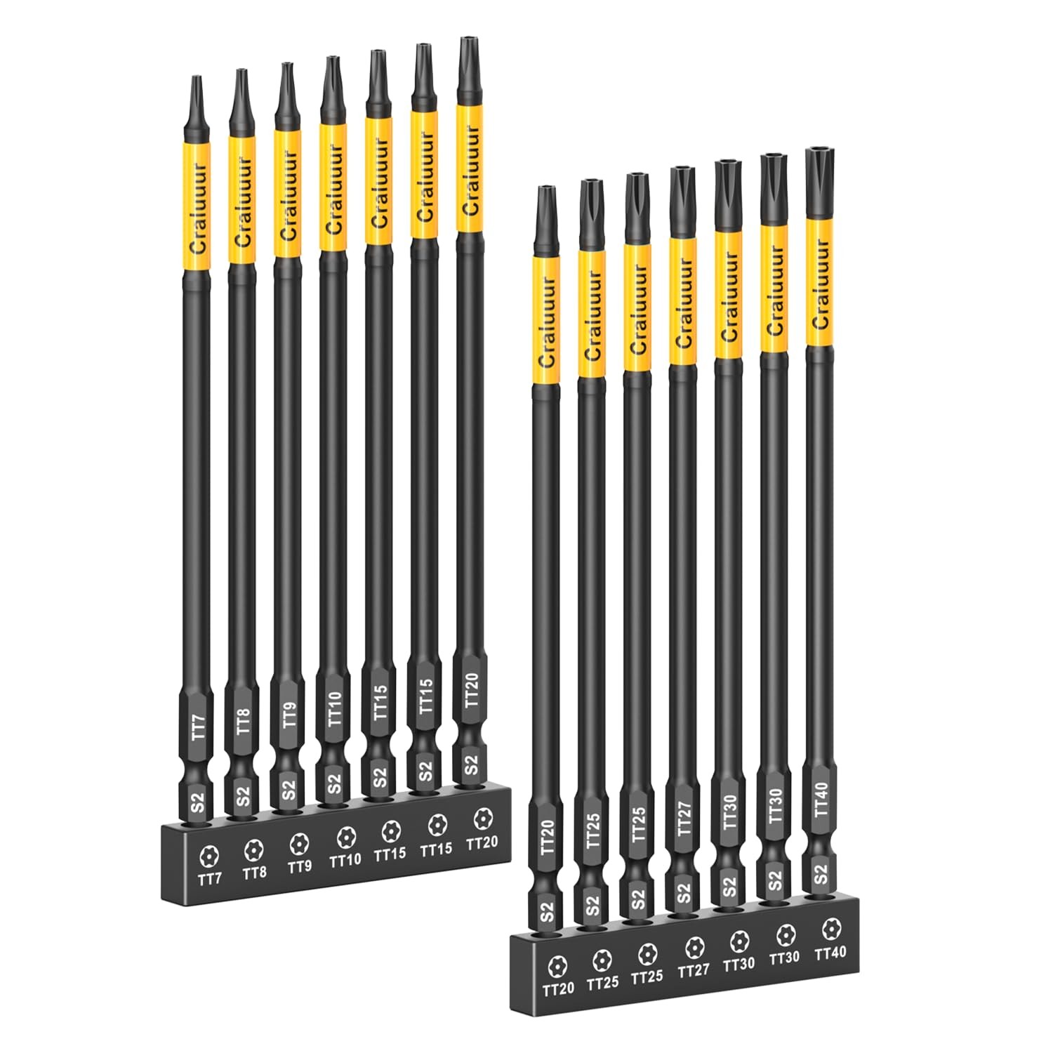 14PCS Impact Long Torx Bit Set 6 Inch T7–T40 Tamper Proof Star Bits Set Magnetic
