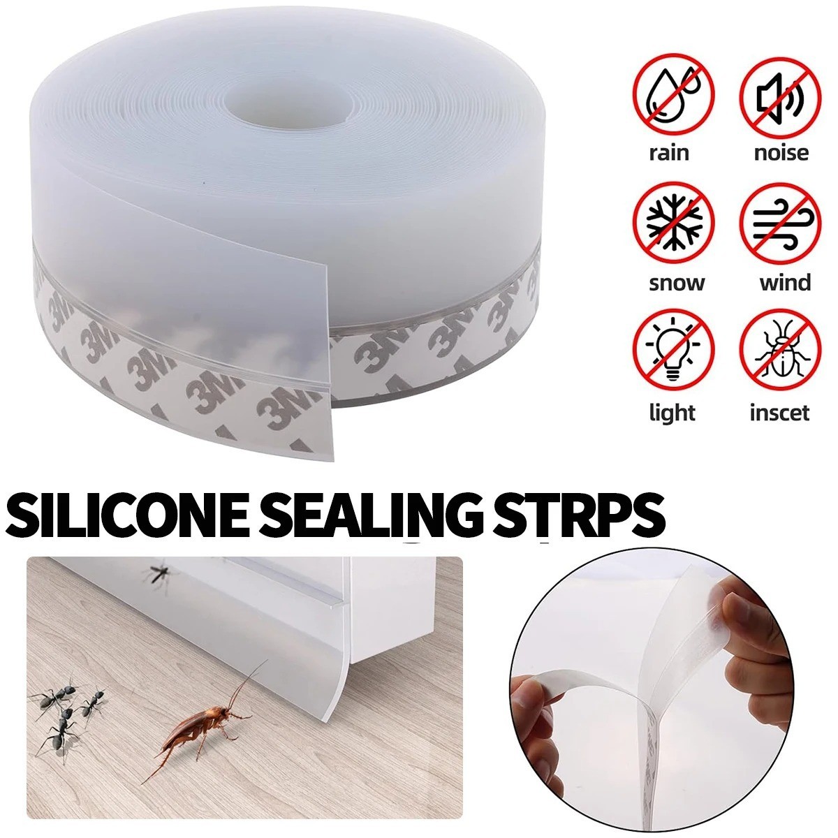 16FT Weather Stripping Door Seal Self Adhesive Draft Blocker Bottom Stopper Tape