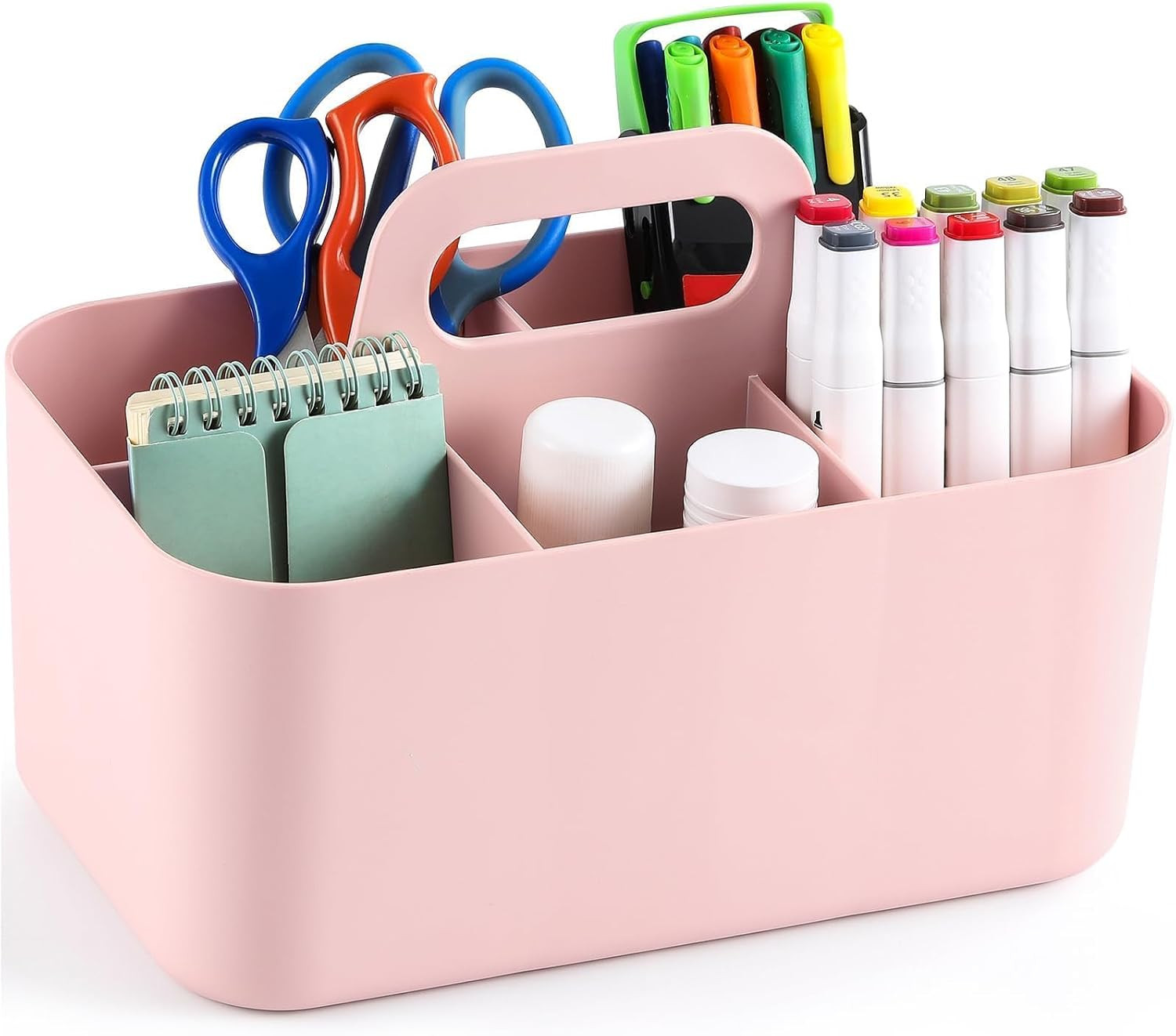 Multiuse Caddy Organizer with Handle, Portable Divided Plastic Tote Bin - Art Cr