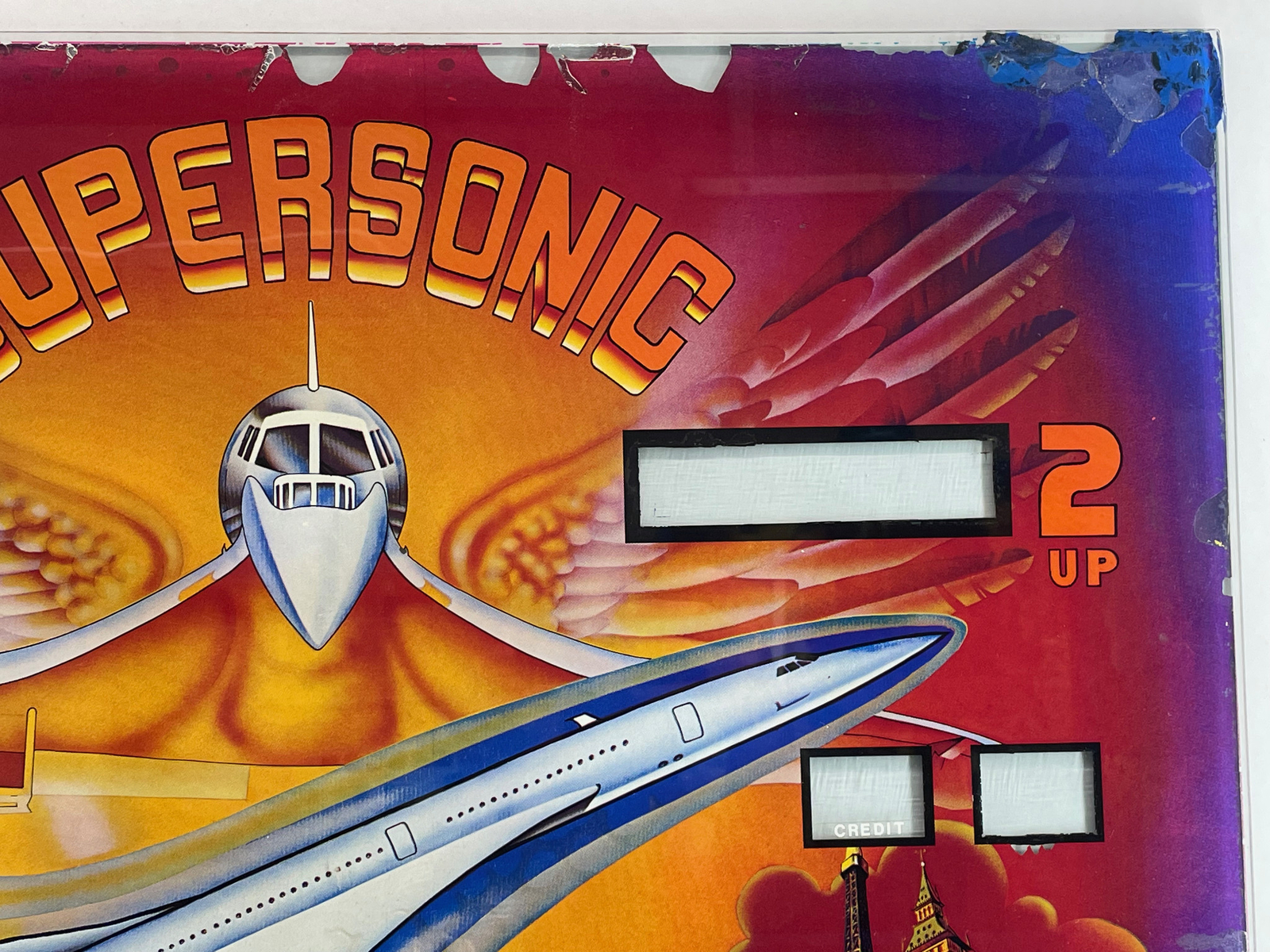 Bally Supersonic Pinball Machine Game Backglass ORIGINAL