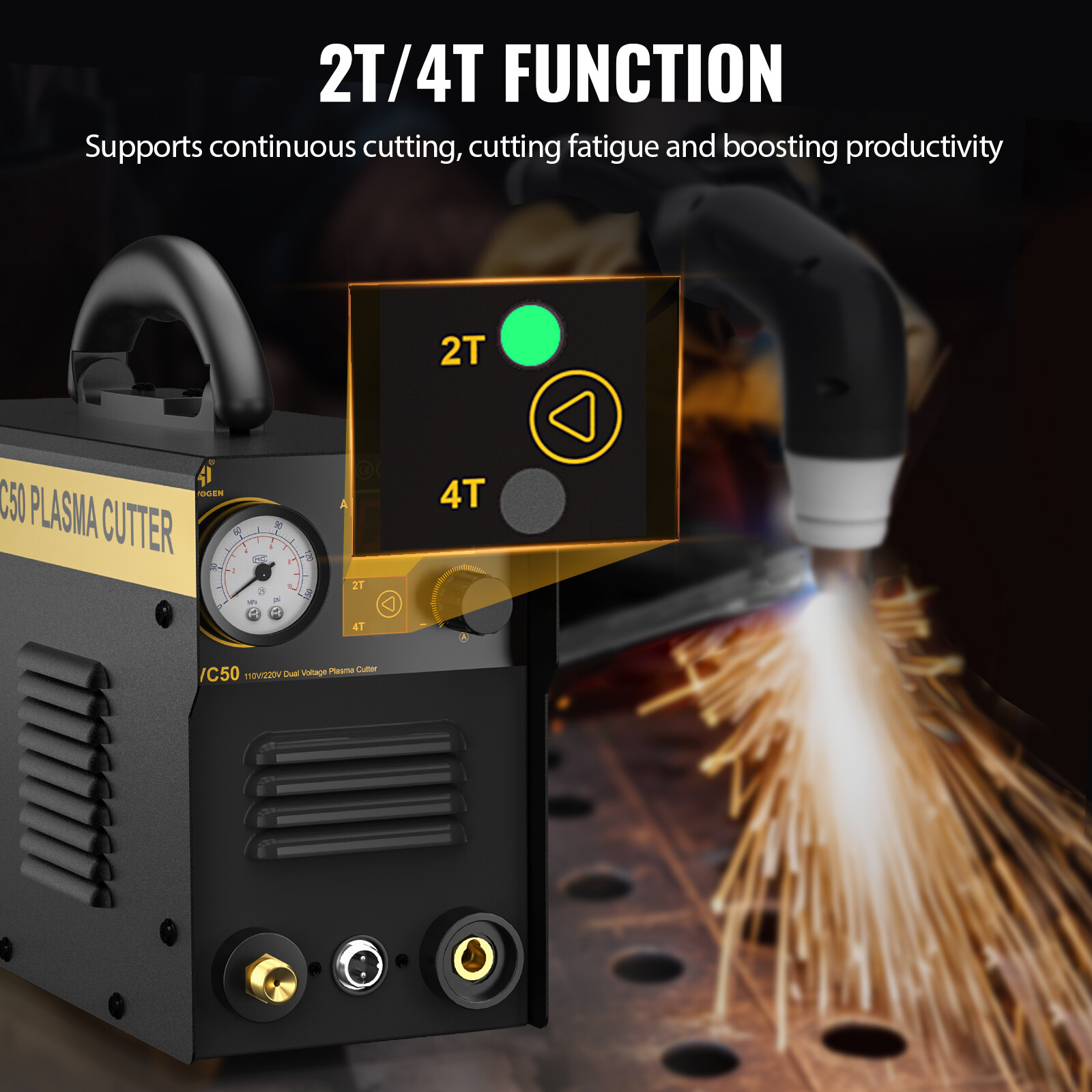 HZXVOGEN 110/220V HF Touch Pilot Arc Cutting Plasma Cutter Quick Air Connector