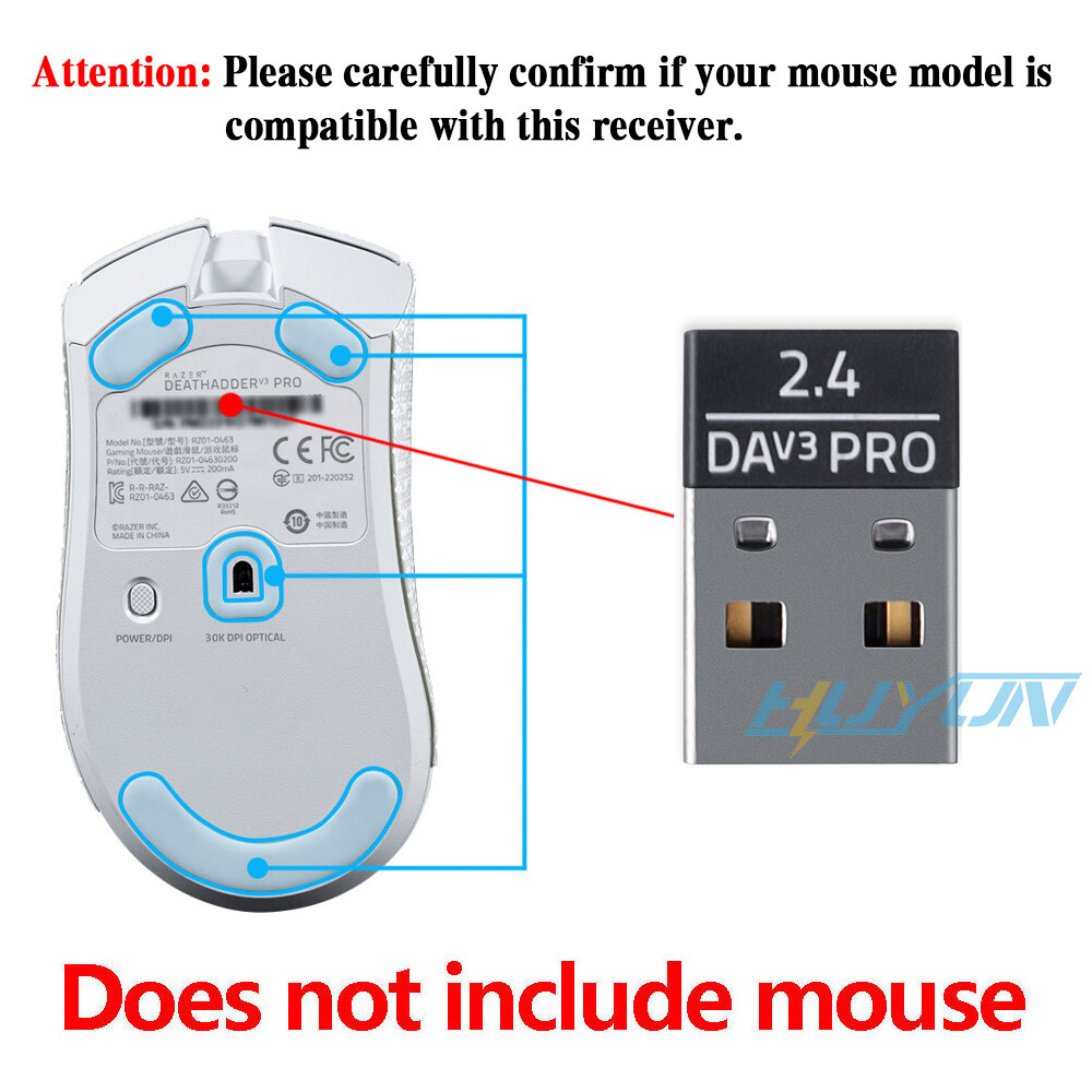 USB Dongle Receiver Adapter for Razer DeathAdder V3 Pro Wireless Gaming Mouse