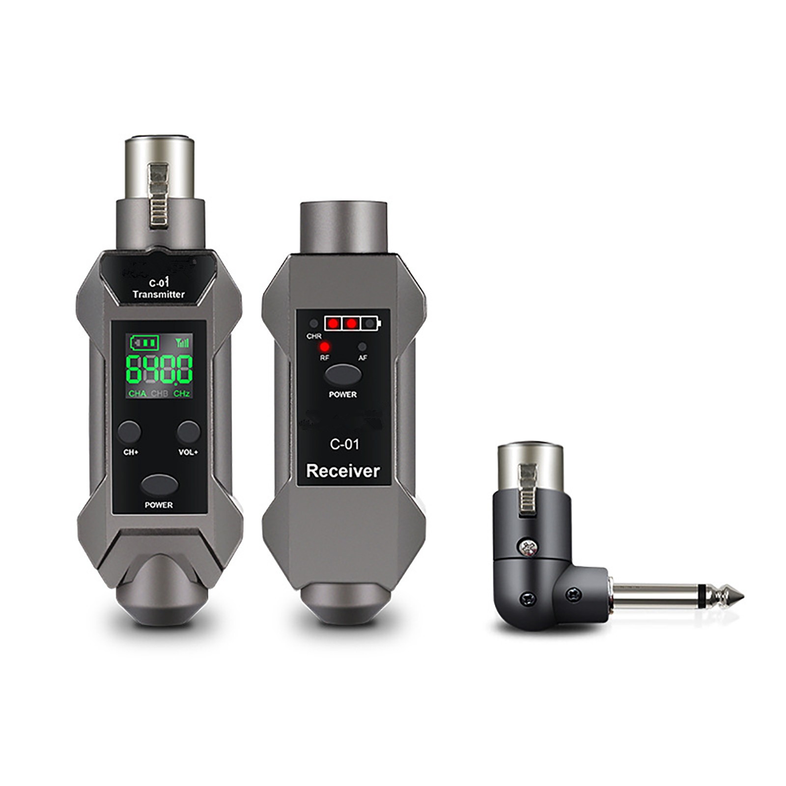 Plug-on Microphone Wireless System XLR Transmitter+ Receiver + 6.35mm Adapter b