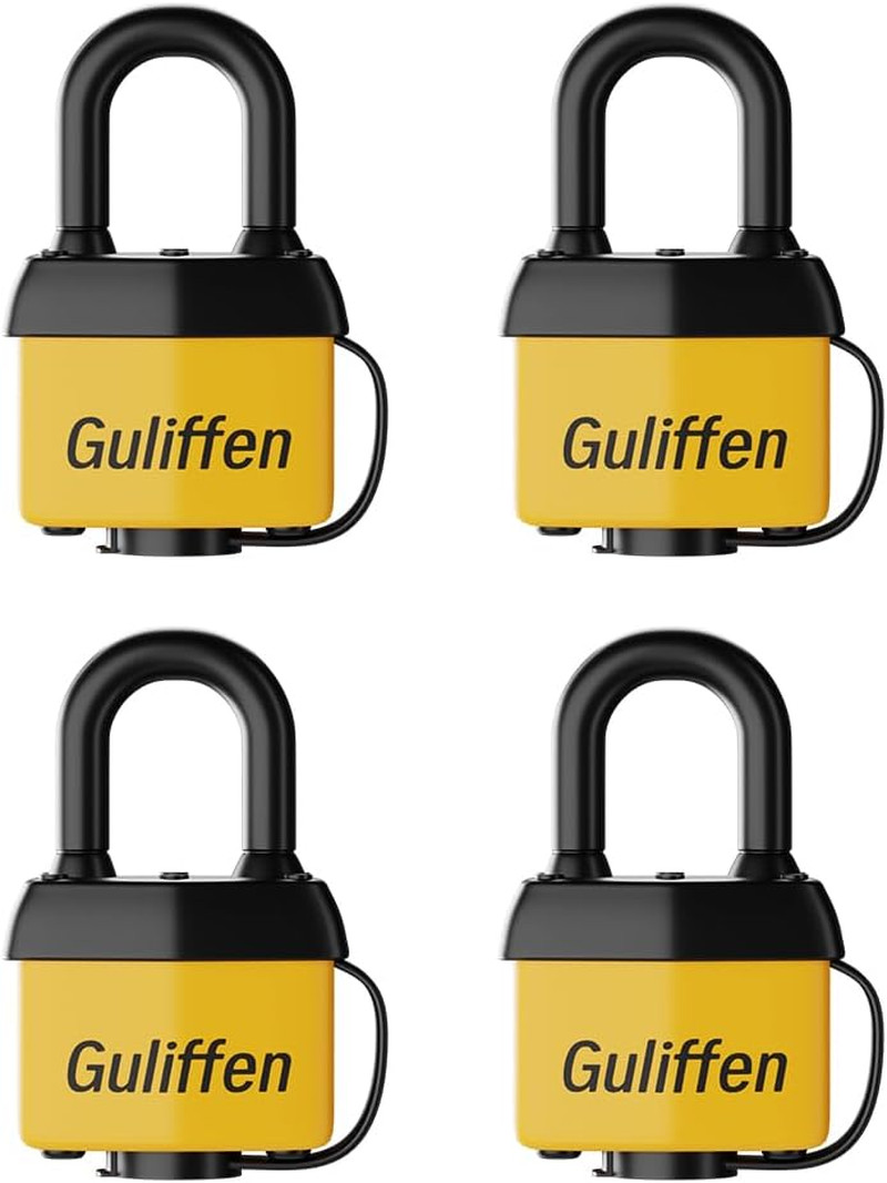 Weatherproof Laminated Padlock with Key,4 Pack Outdoor Pad Locks with Same Key