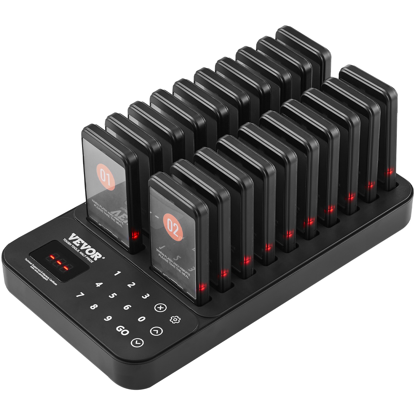 VEVOR Restaurant Wireless Pager System 20 Call Coasters Guest Queuing Calling