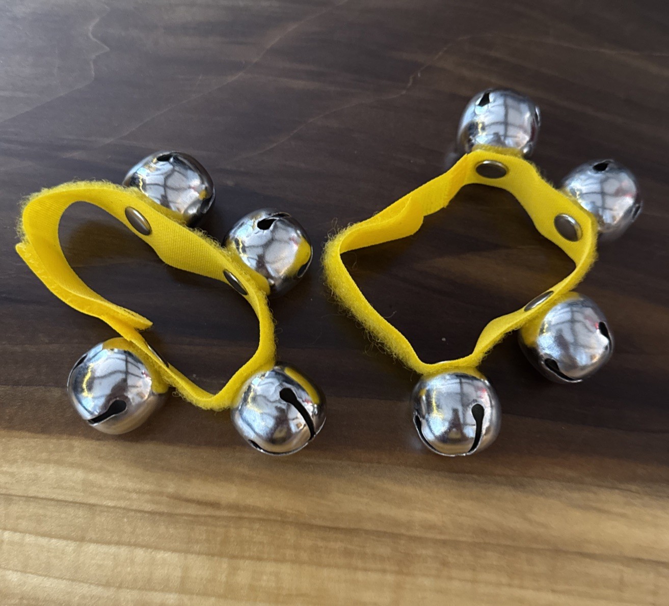 VTG Kids Percussion Musical Instrument Jingle Bells Pair Rings Yellow Set of 2