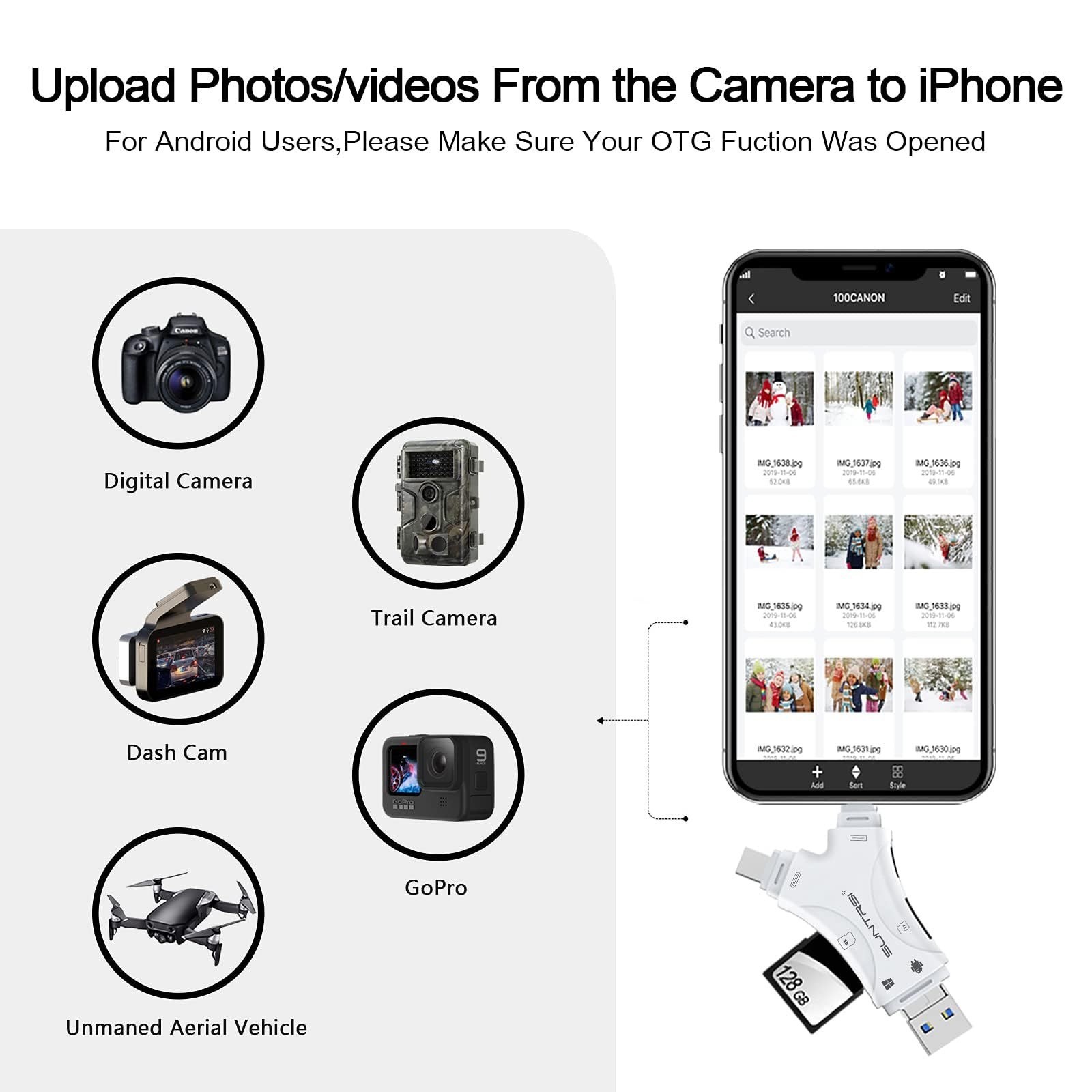4 in 1 SD Card Reader for iPhone/iPad/Android/Mac - USB Type C Adapter