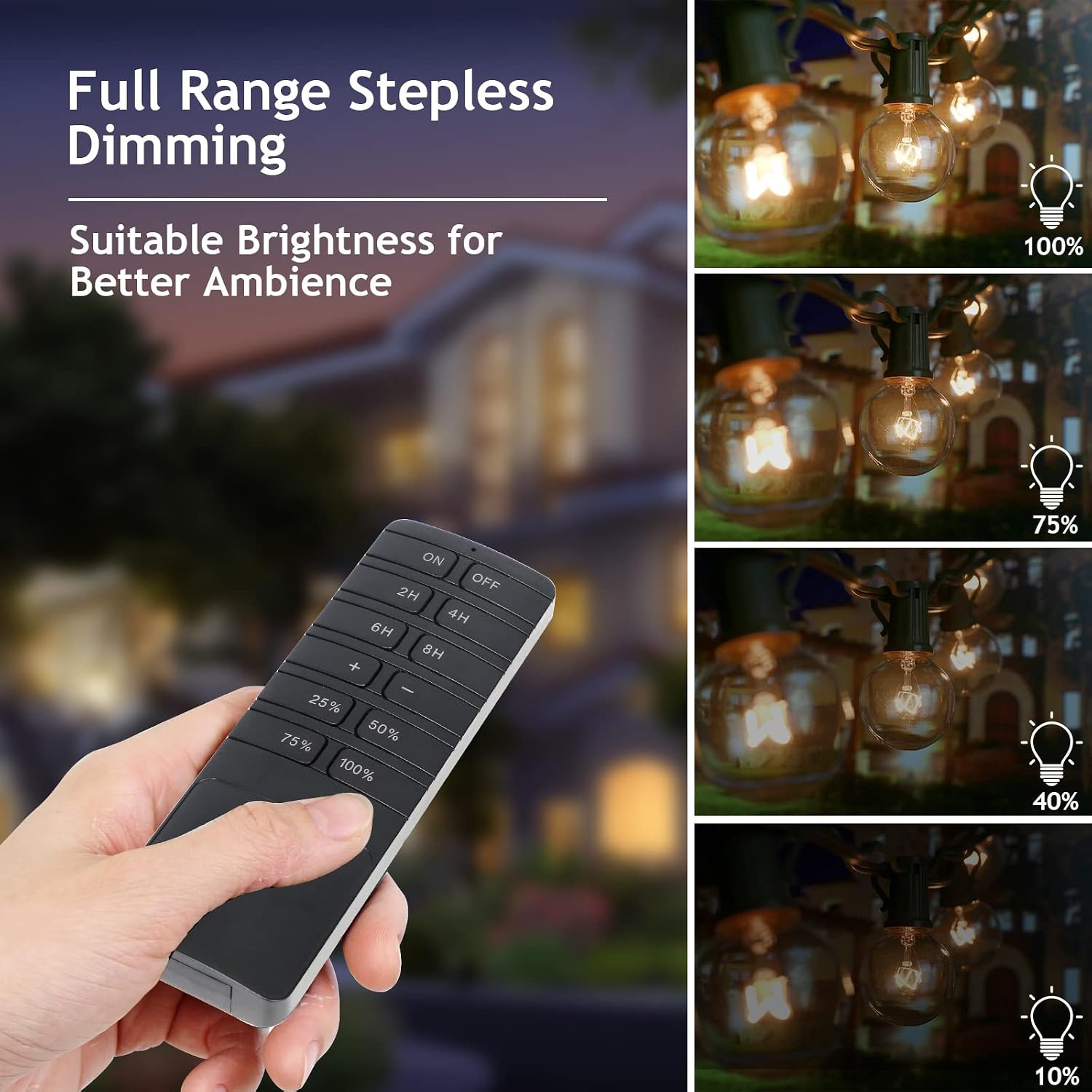 Outdoor Dimmer for String Lights, Remote Control Light Dimmer Plug In, Light Tim