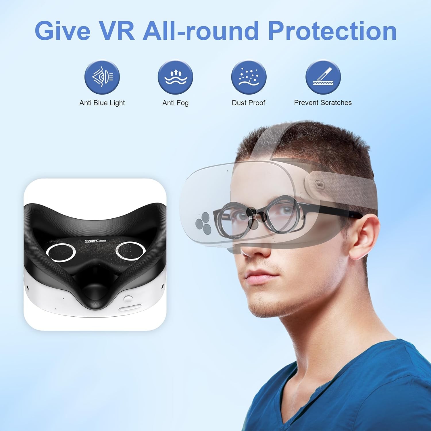 Lens Protector Set with Blue Light Blocking Glasses for Oculus Quest 3S/Quest 2