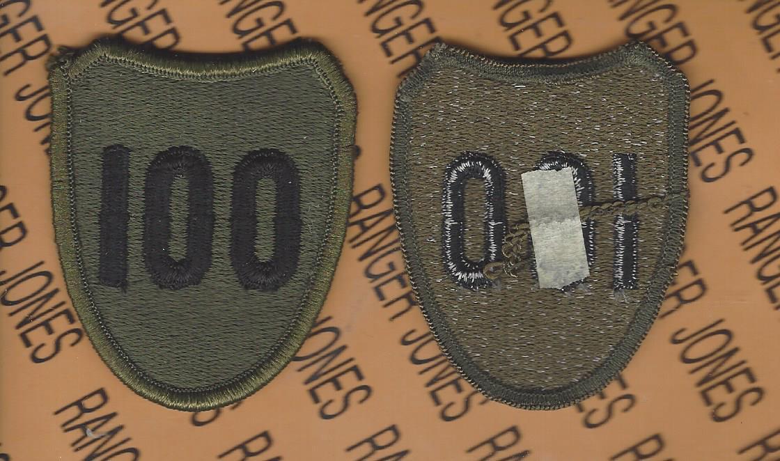 US Army 100th Infantry Division OD Green & Black BDU uniform patch m/e
