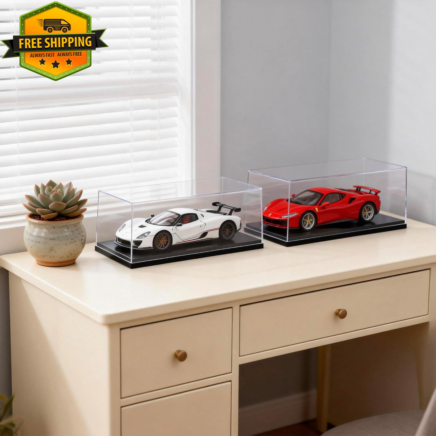 1:18 Scale Acrylic Model Car Display Case Stackable Dustproof Collectible Box