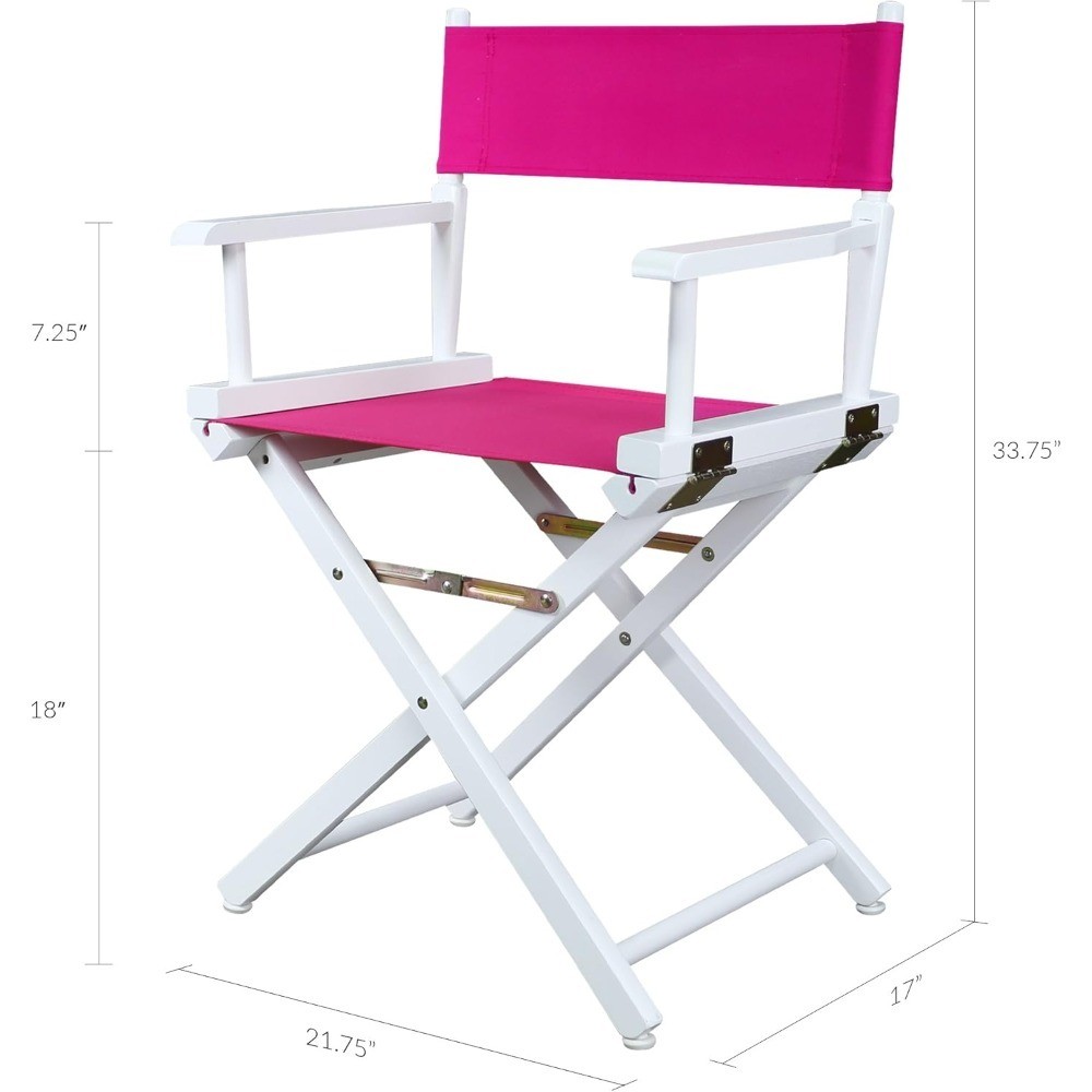Director Chair 18 Inch Classic Height White Frame Magenta Canvas Portable