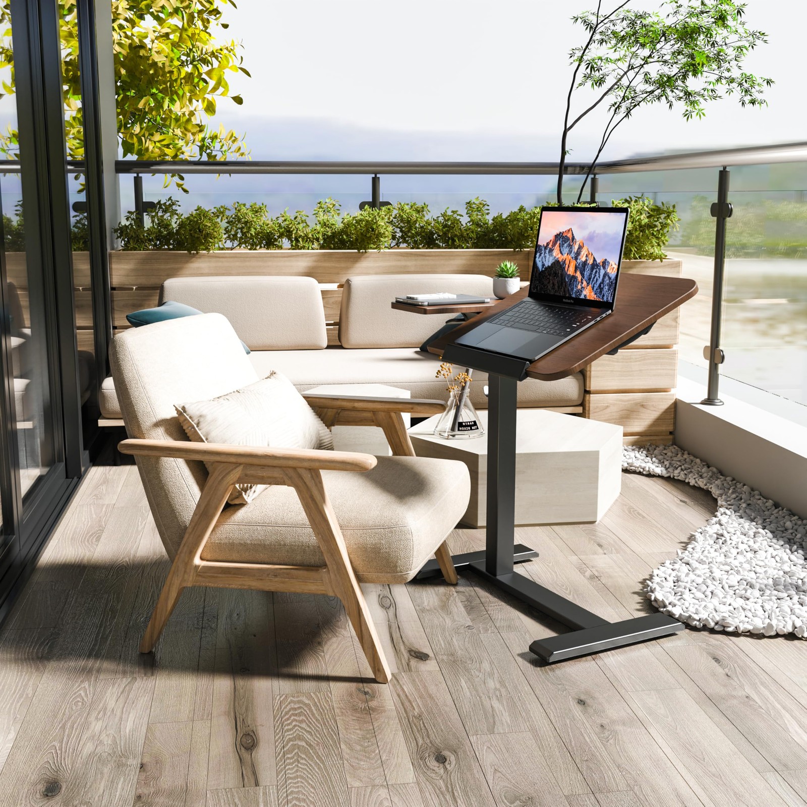 Overbed Table with Tilting Top, Medical Table with Wheel Height Adjustable - ...