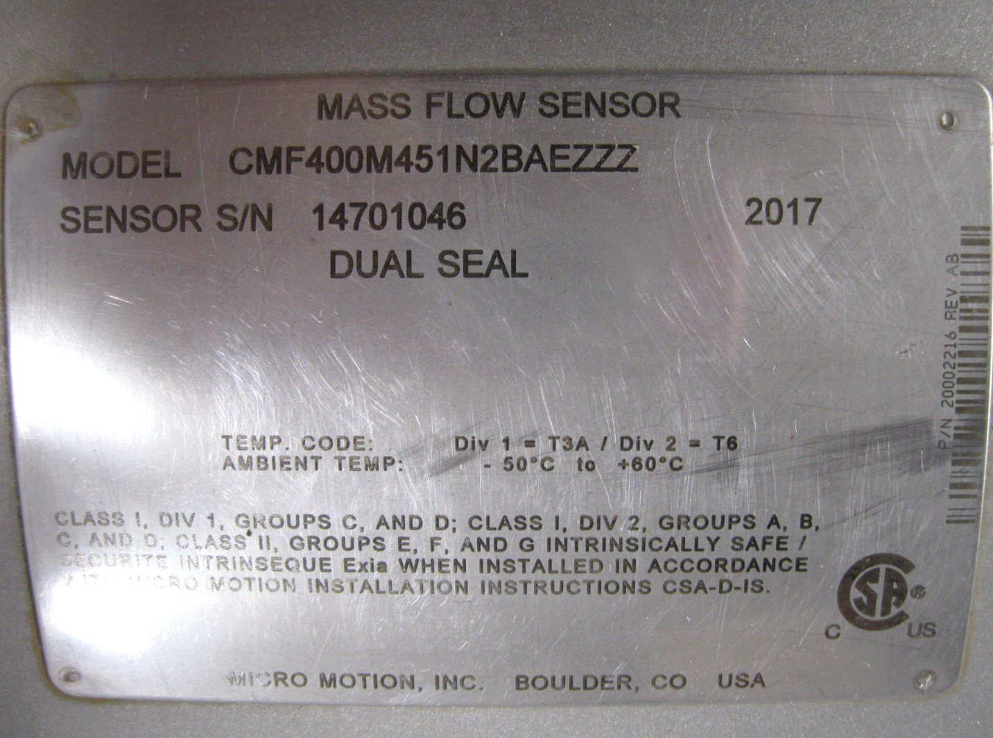 4" 150# Micro Motion CMF400 Sensor 800 Enhanced Core Processor CAL. Z74