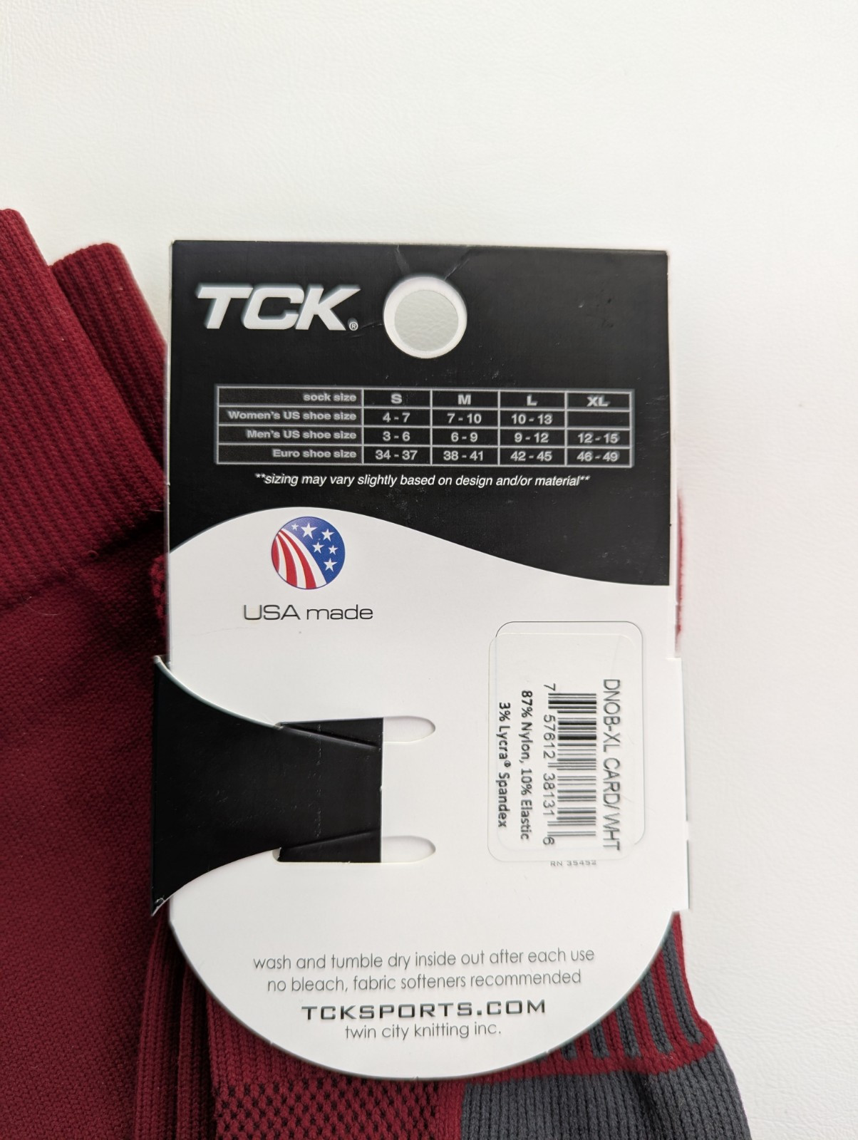 TCK Performance Baseball Socks New Size: XL Burgundy