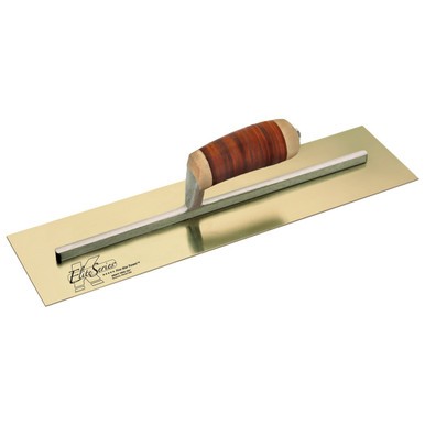 Kraft Elite Series 16" x 5" Golden Stainless Steel Trowel with Leather Handle