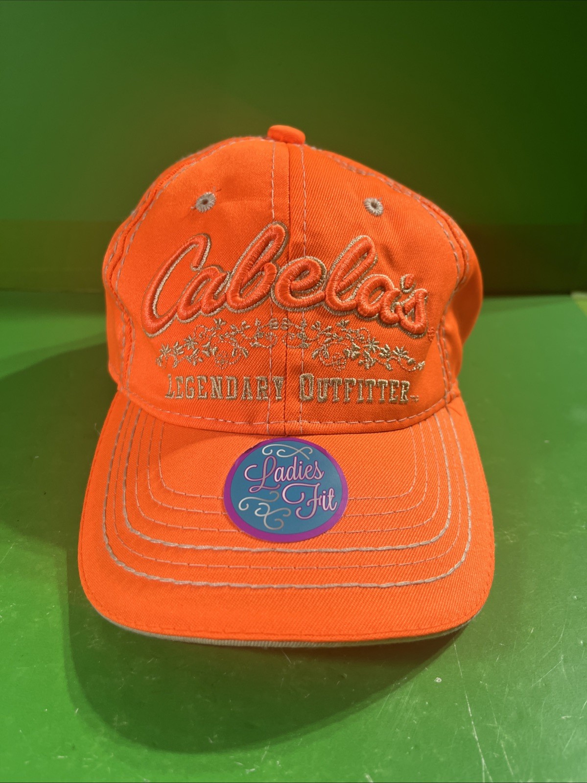 Cabela's Legendary Outfitters Orange Ladies Cap Hat Embroidered Logo New