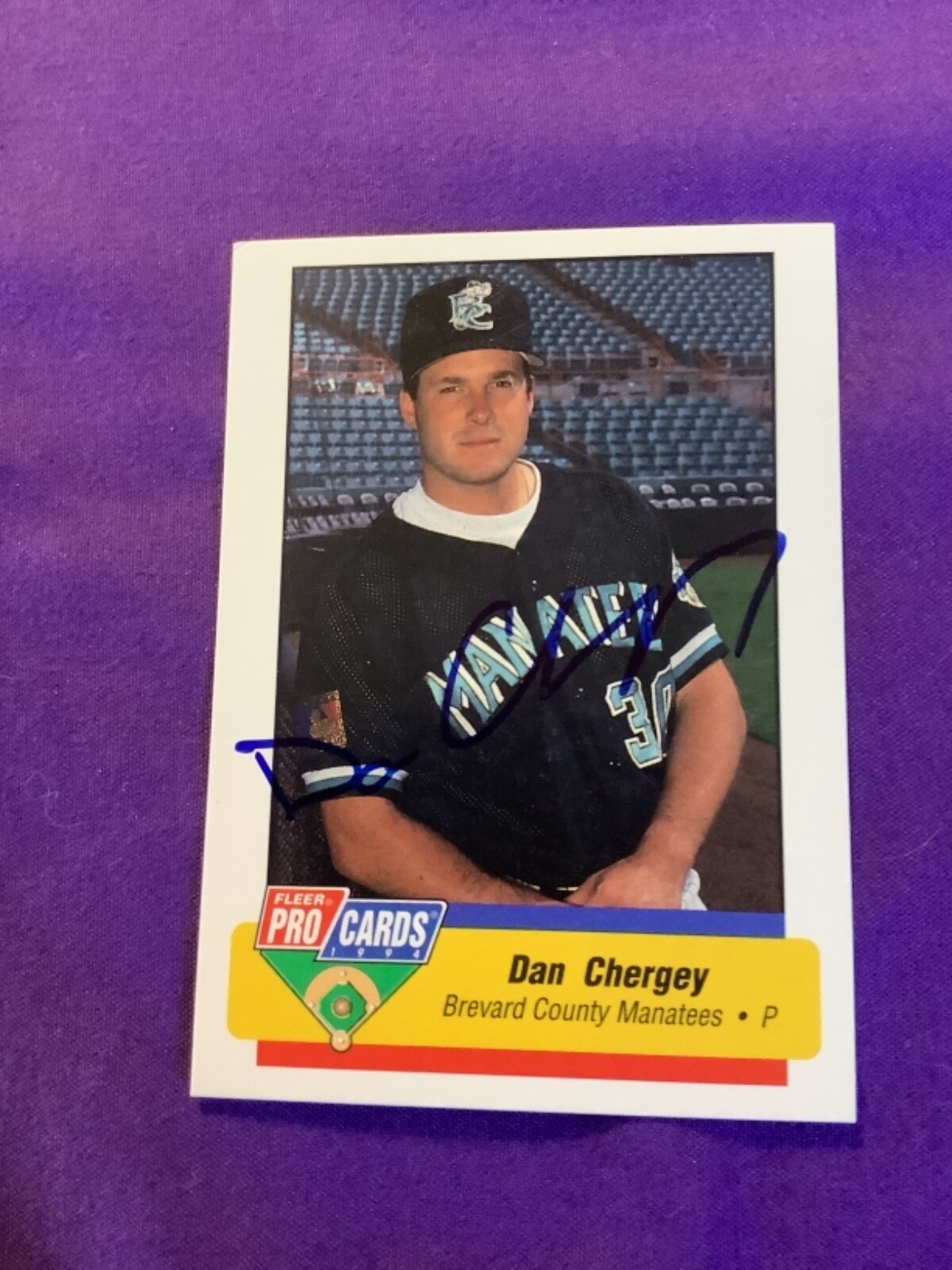 DAN CHEREGY SIGNED CARD 1994 FLEER PROCARDS BREVARD COUNTY MANATEES AUTO