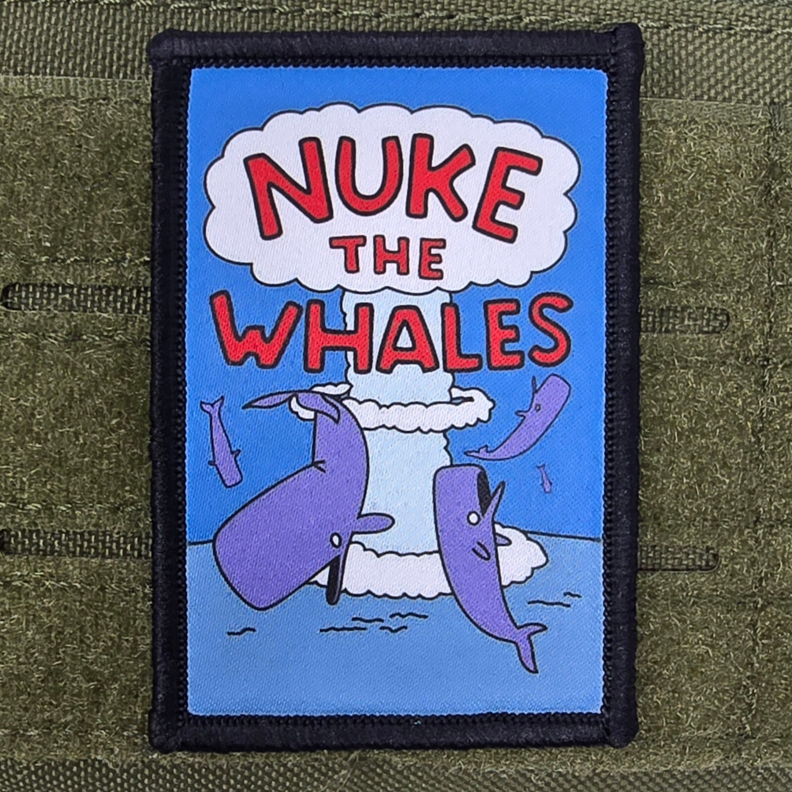 Nuke The Whales Patch 2x3 Moral Tactical Military Army USA Flag Hook & Loop