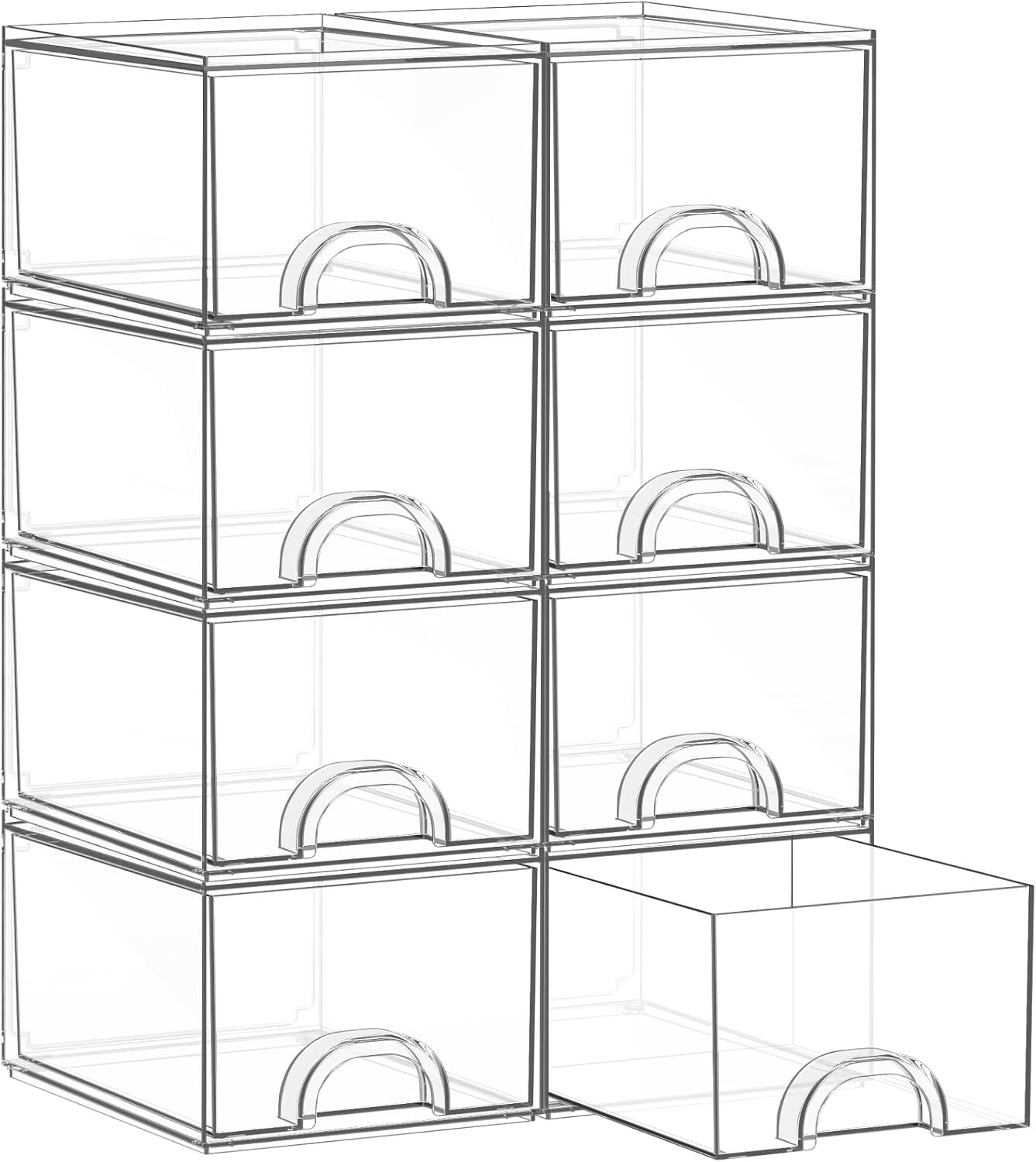 8 Pack Small Clear Stackable Acrylic Storage Boxes for Art Tool & Sketch, Storag