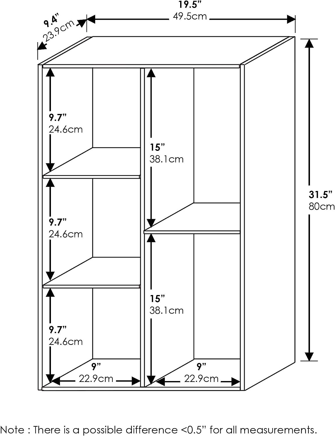 Luder Bookcase / Book / Storage , 5-Cube, White