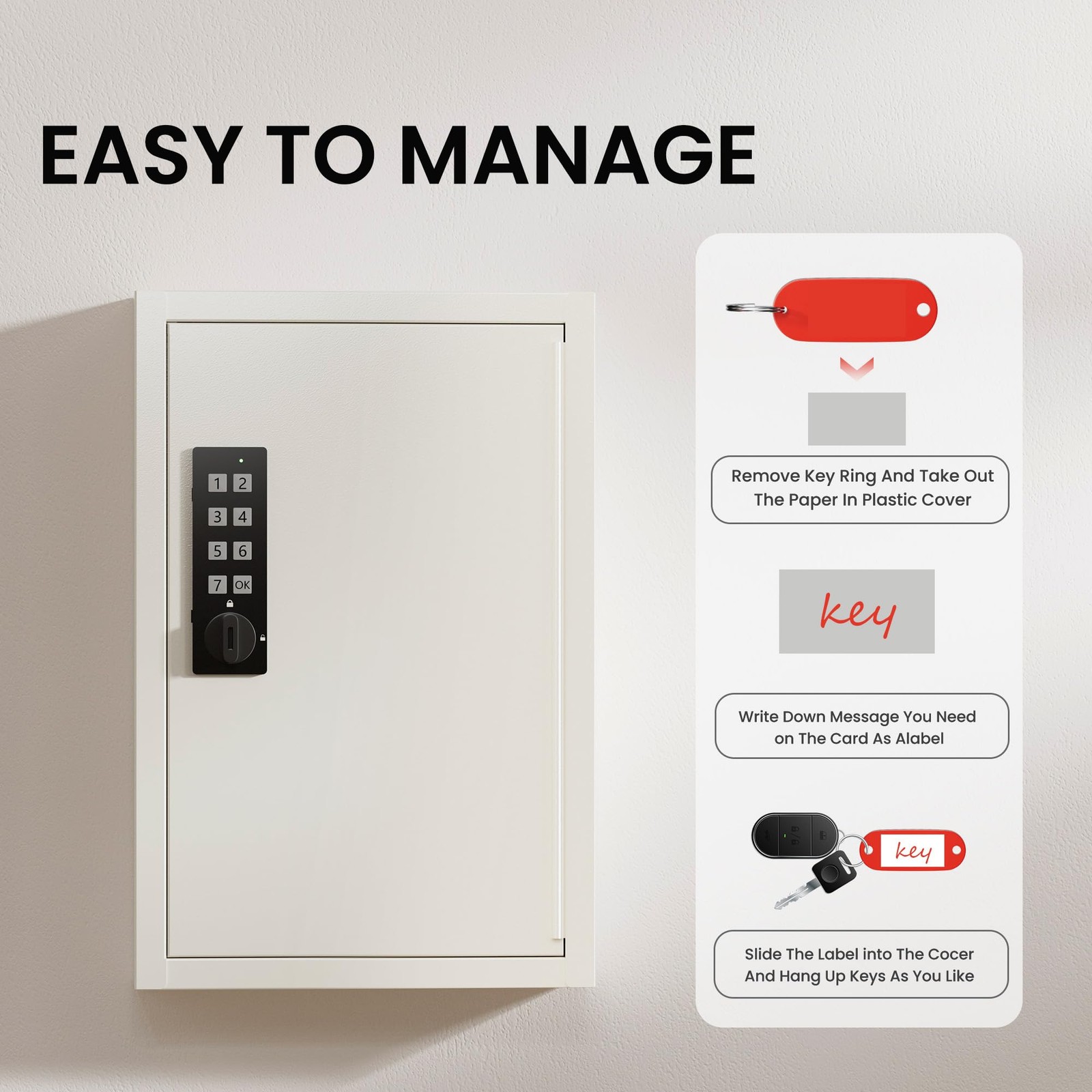 Key Lock Box for Keys with Code, Key Box Wall Mount Cabinet, Electronic Lock,...