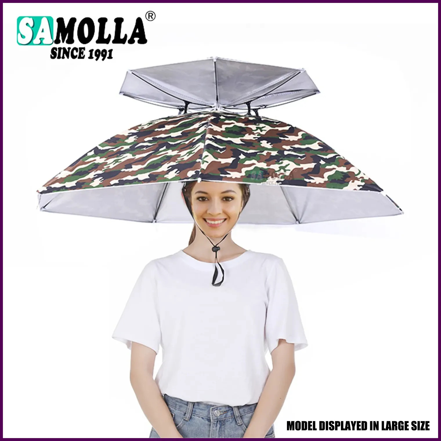 Portable Rain Umbrella Hat Army Green Foldable Outdoor Pesca Sun Shade