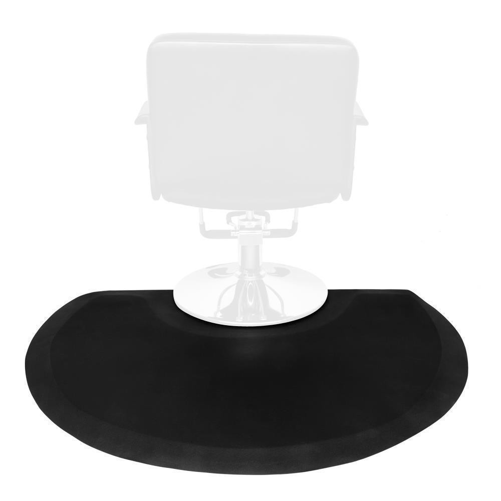 Salon Anti-Fatigue Semicircle Mat, 3' Width x 4' Length x 1/2" Thickness, Black