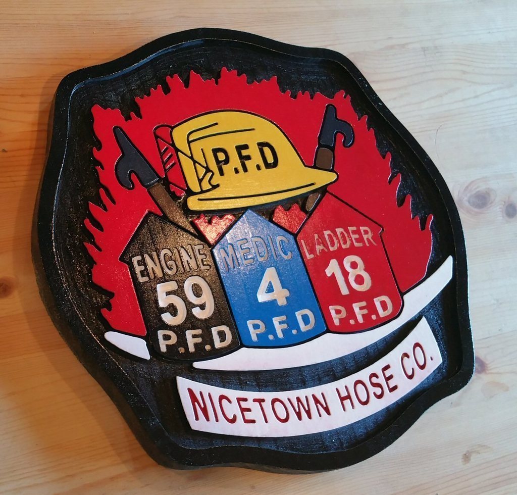 Fire Department Nicetown 3D routed wood patch plaque EMS sign Custom