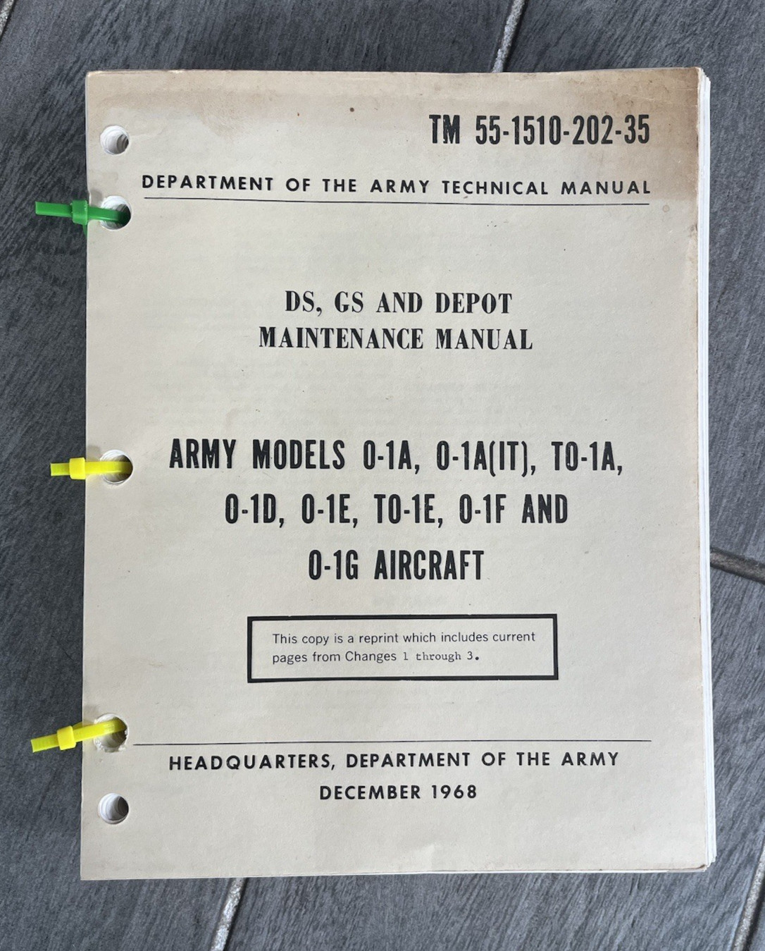 Cessna Models 0-1A/0-1A(IT)/TO-1A/0-1D-E-F-G Maintenanc Manual TM55-1510-202-35