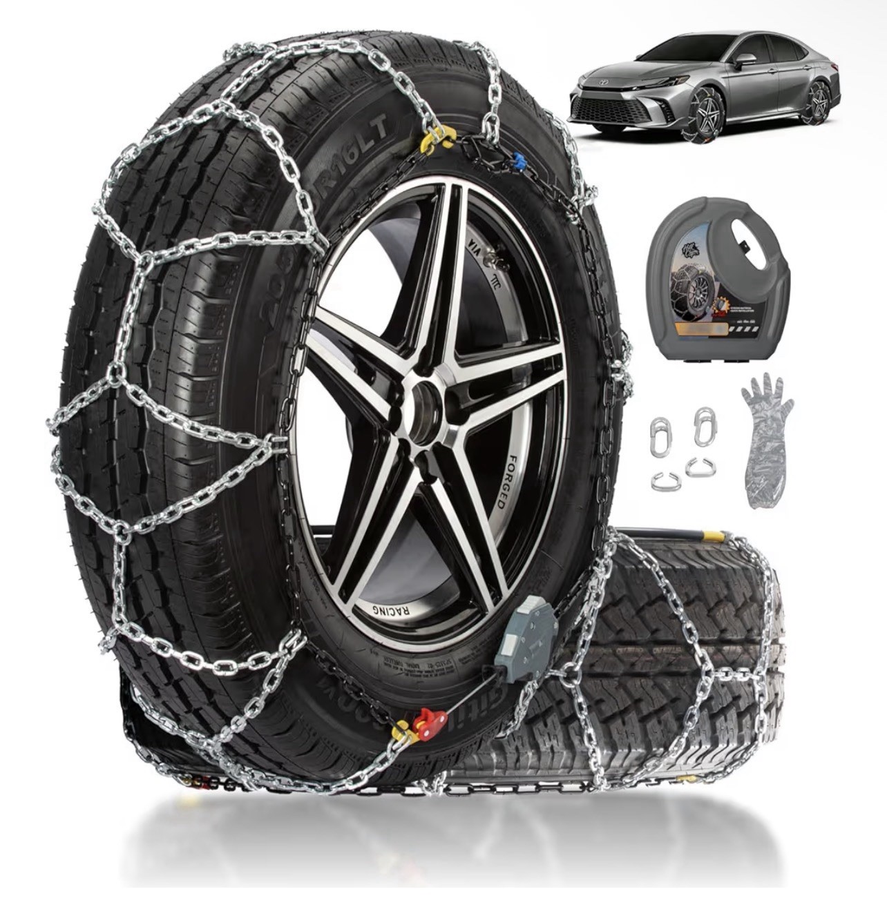 Auto Fixing Snow Chains for Car Tires, Tire Chains for Passenger Cars, Sedan