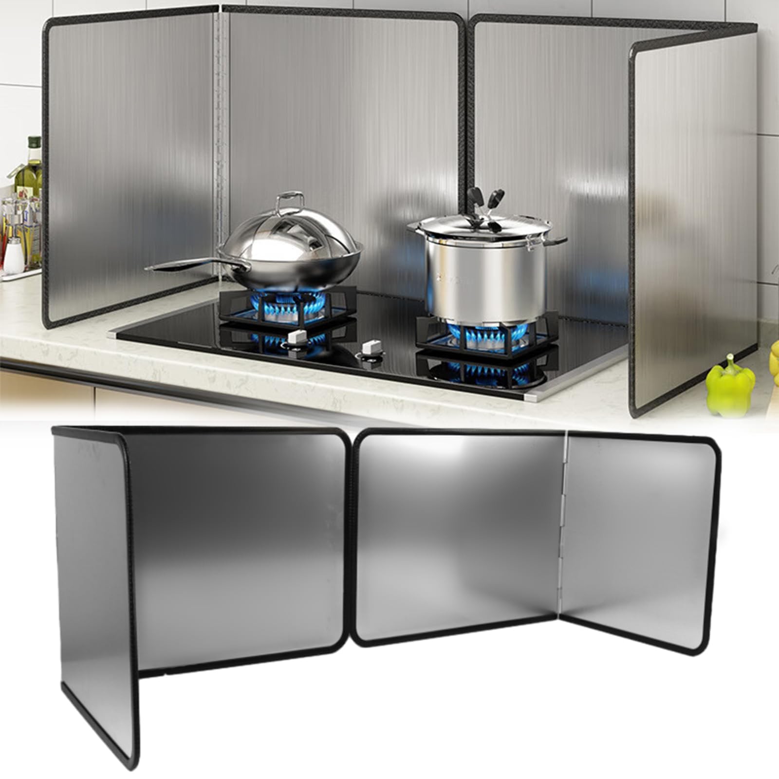 4 Sided Splatter Guard,Foldable Stainless Steel Oil Splatter Screens, Oil Spl...