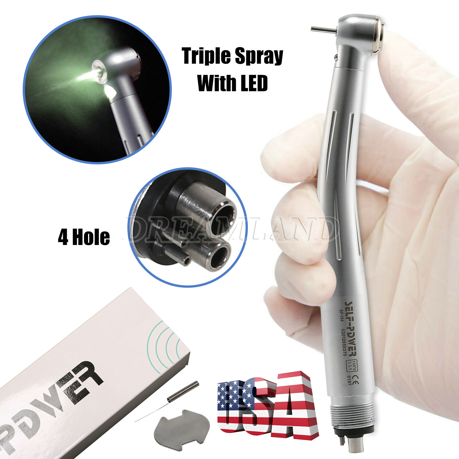 NSK Style Dental E-generator LED High Speed Torque Handpiece 4HOLES SDM