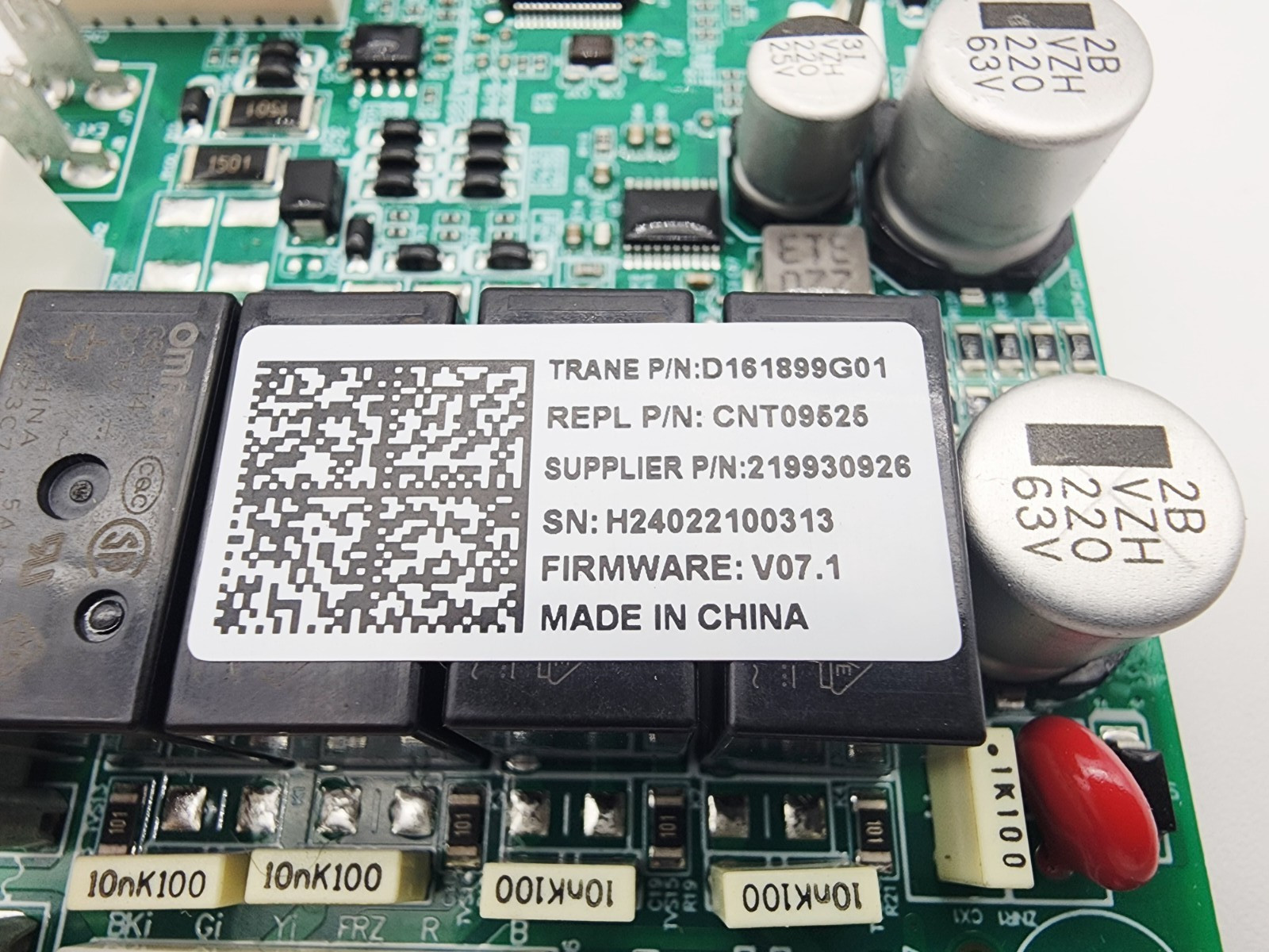 Trane D161899G01 CNT09525 Control PCB Assy A2L Mitigation Power / Board Only