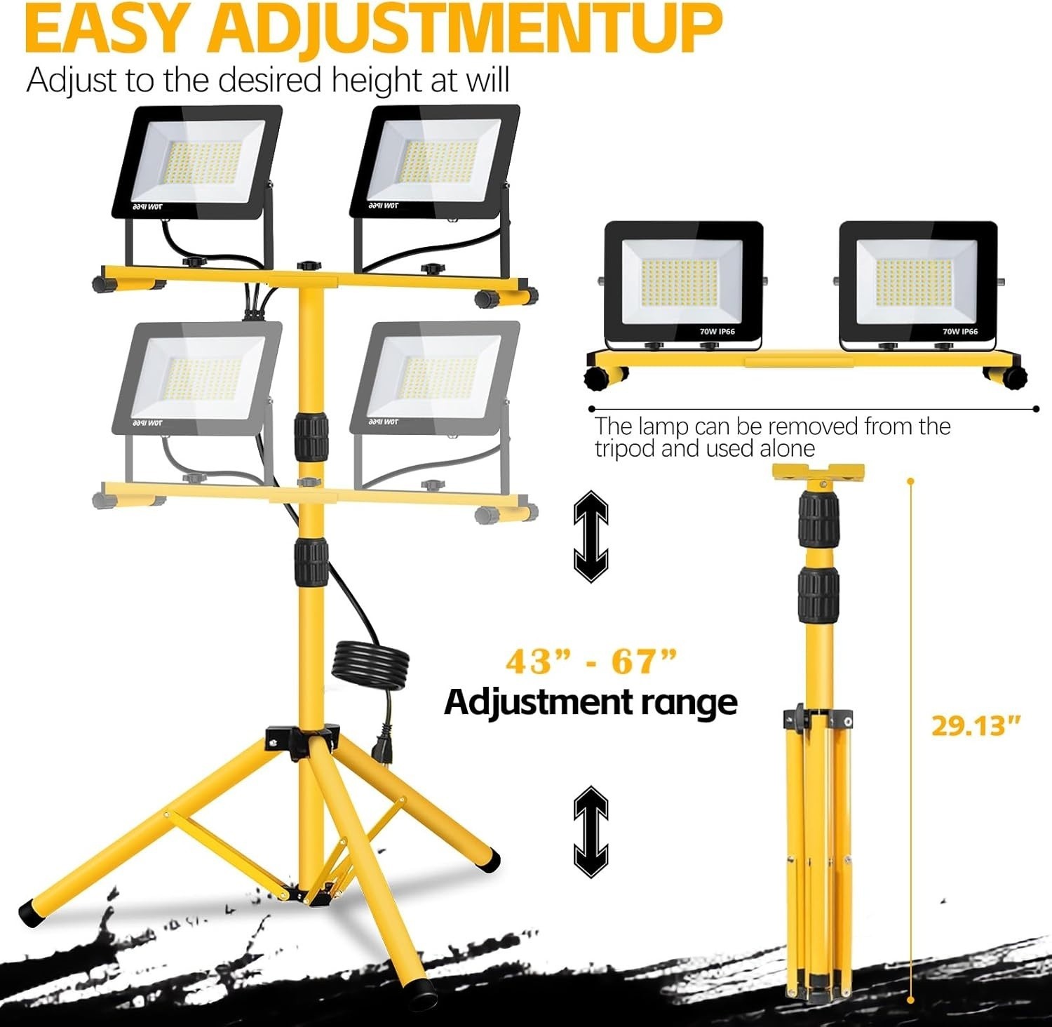 Work Light with Stand, Lumen Dual-Head LED Work Light...