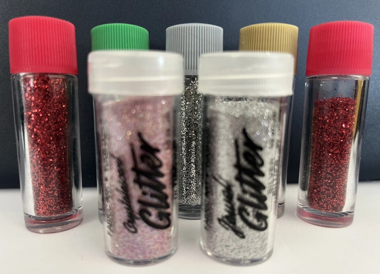 Stampendous Glitter 2 Ultra Fine Jewel Silver & Pink + Red/Green/Silver/Gold