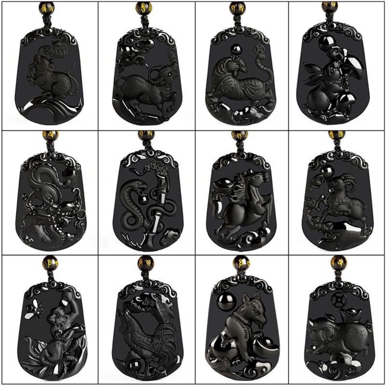 Obsidian Zodiac Guardian Pendant Sweater Chain Pendant