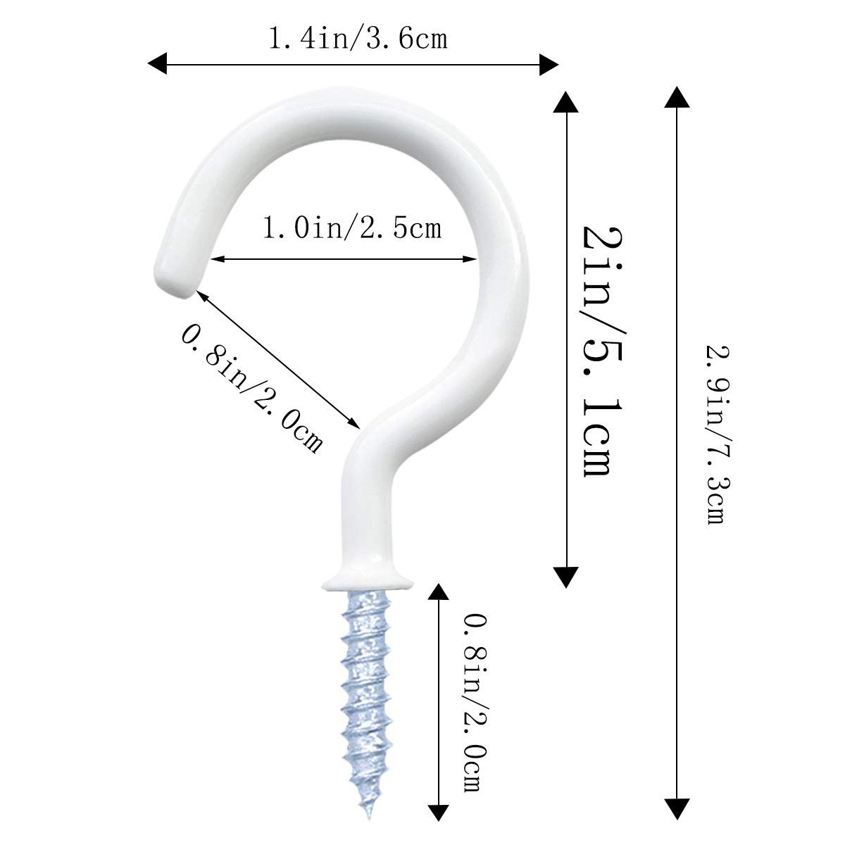 12 Pack Vinyl Coated Ceiling Hooks,Screw-in Mug Hooks